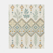 Geometrisches botanisches Volkskunstmuster Fleecedecke (Vorderseite)
