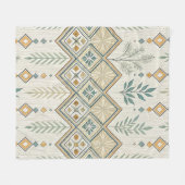 Geometrisches botanisches Volkskunstmuster Fleecedecke (Vorderseite (Horizontal))