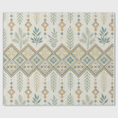 Geometrisches botanisches Volkskunstmuster Geschenkpapier (Flach)