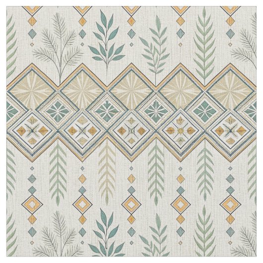 Geometrisches botanisches Volkskunstmuster Stoff (Nahaufnahme)