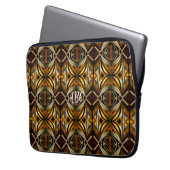 Geometrisches braunes und geometrisches Muster Laptopschutzhülle (Vorderseite Links)