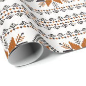 Geometrisches braunes und weißes Stammmuster Geschenkpapier (Rolleneckpunkt)