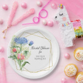 geometrisches Brautparty Blau Pink Botanisch Pappteller (Party)