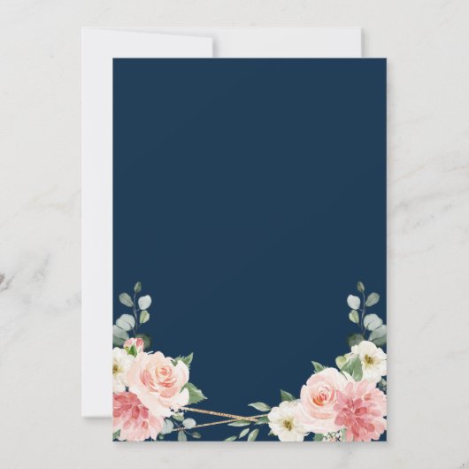 Geometrisches Brautparty der Bläsernavy in Rosa Einladung (Rückseite)