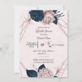 geometrisches Brautparty der eleganten Marine und Einladung (Vorderseite)