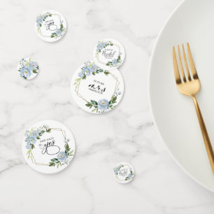 Geometrisches Brautparty für blaue Blumen Konfetti