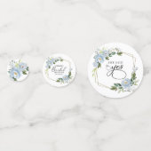 Geometrisches Brautparty für blaue Blumen Konfetti (Rückseiten)