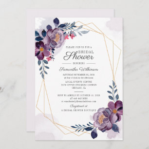 Geometrisches Brautparty für lila Wasserfarben Einladung