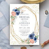 Geometrisches Brautparty für Navy Blue Blush Pink Einladung