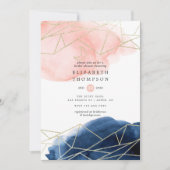 Geometrisches Brautparty für Navy und Blush Einladung (Vorderseite)