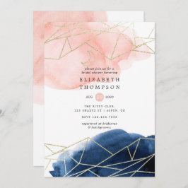 Geometrisches Brautparty für Navy und Blush Einladung