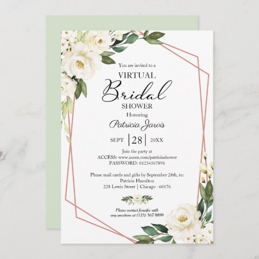 Geometrisches Brautparty für Pflanzen in Einladung (Vorne/Hinten)