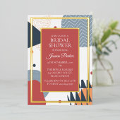 Geometrisches Brautparty für Retro-Memphis Folieneinladung (Stehend vorne)