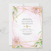 Geometrisches Brautparty für Rosa und Gold Einladung (Vorderseite)