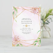 Geometrisches Brautparty für Rosa und Gold Einladung (Stehend Vorderseite)