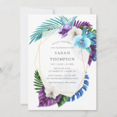 Geometrisches Brautparty für tropische Orchideen Einladung (Vorderseite)