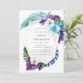 Geometrisches Brautparty für tropische Orchideen Einladung (Stehend Vorderseite)