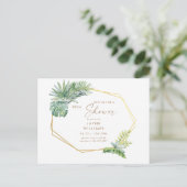 Geometrisches Brautparty für tropische Vegetation Einladungspostkarte (Stehend Vorderseite)