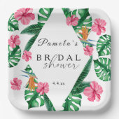 Geometrisches Brautparty für tropisches Palmwasser Pappteller (Vorderseite)