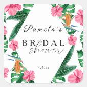 Geometrisches Brautparty für tropisches Palmwasser Quadratischer Aufkleber (Vorderseite)