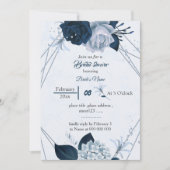 geometrisches Brautparty mit blauen und blauen Blu Einladung (Vorderseite)