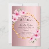 geometrisches Brautparty mit rosa Blütenfarben Einladung (Vorderseite)