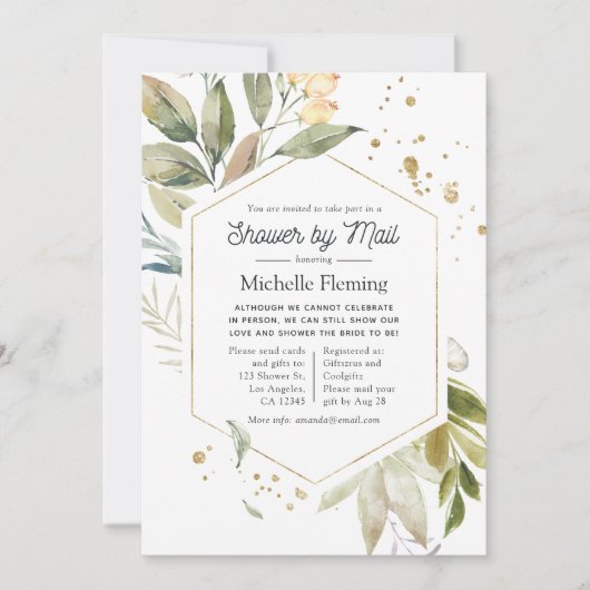 Geometrisches Brautparty von Serenity Greenery by Einladung (Vorderseite)