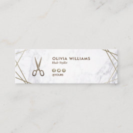 Geometrisches Brown-Gold Scissors Mini Visitenkarte