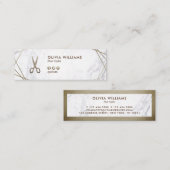 Geometrisches Brown-Gold Scissors Mini Visitenkarte (Vorne/Hinten)