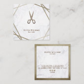 Geometrisches Brown-Gold Scissors Quadratische Visitenkarte (Vorne/Hinten)