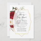 Geometrisches Bugundy- und White-Floral-Laufwerk d Einladung (Vorderseite)