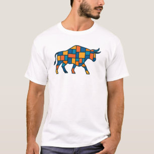 Geometrisches Bull Art - Mosaik Bull City T-Shirt