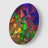 Geometrisches buntes, abstrakt mit Retro Mustern Große Wanduhr (Winkel)