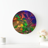 Geometrisches buntes, abstrakt mit Retro Mustern Große Wanduhr (Zuhause)