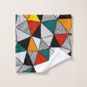 geometrisches, buntes Dreieck Badhandtuch Set (Waschlappen)