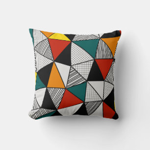 geometrisches, buntes Dreieck Kissen