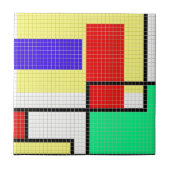Geometrisches buntes Pixel-Muster Fliese (Vorderseite)