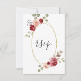 Geometrisches Burgund-Blume Eukalyptus Wedding RSV RSVP Karte