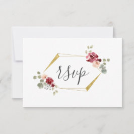Geometrisches Burgund-Blume Eukalyptus Wedding RSV RSVP Karte