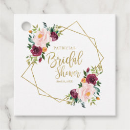 Geometrisches Burgundy Blush Brautparty Geschenkanhänger