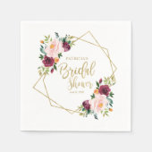 Geometrisches Burgundy Blush Brautparty Serviette (Vorderseite)