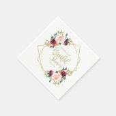 Geometrisches Burgundy Blush Brautparty Serviette (Ecke)