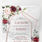 Geometrisches Burgundy Dreifach Gefaltete Einladung (Innen Erste Seite)