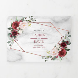 Geometrisches Burgundy-Foto aus Kupfer Dreifach Gefaltete Einladung