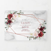 Geometrisches Burgundy-Foto aus Kupfer Dreifach Gefaltete Einladung (Cover)