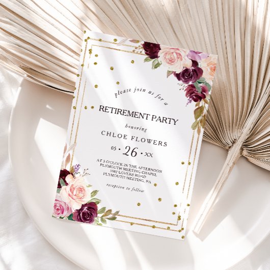 Geometrisches Burgundy-Party für Glitzer Einladung