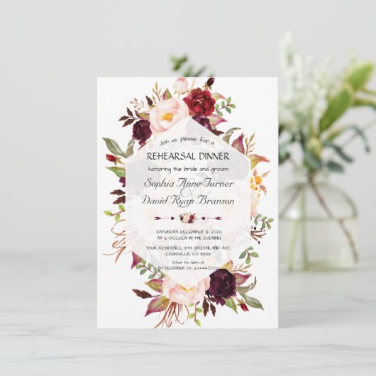 Geometrisches Burgundy-Probe Einladung (Stehend Vorderseite)