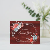 Geometrisches Burgundy Silver Floral Be my Flower Postkarte (Stehend Vorderseite)