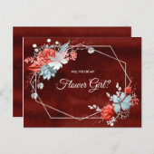 Geometrisches Burgundy Silver Floral Be my Flower Postkarte (Vorne/Hinten)