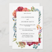 Geometrisches Burgundy tropisches Blumenwetter - w Einladung (Vorne/Hinten)